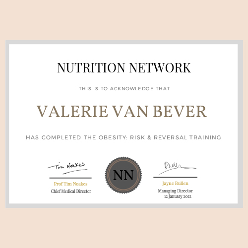 Valerie Van Bever - diploma - Obesity risk & reversal training.jpeg